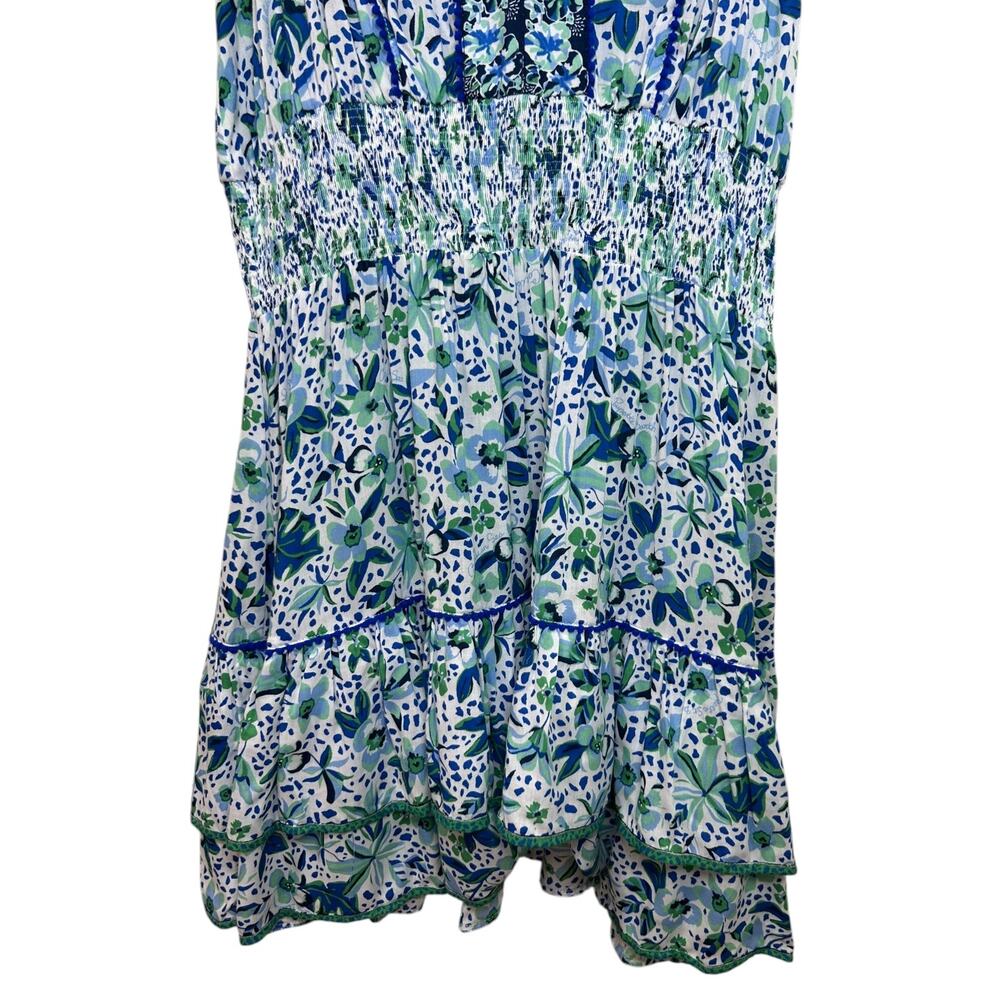 Poupette St Barth, NWT 'Camila' Mini Dress, Floral Ruffle, Blue Monaco, Medium - Picture 7 of 15